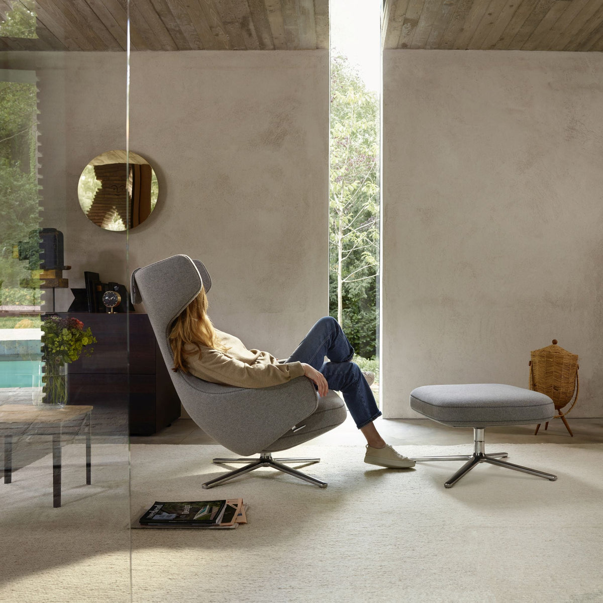Vitra Repos Ottoman Hocker einzeln mit Viersternfuß