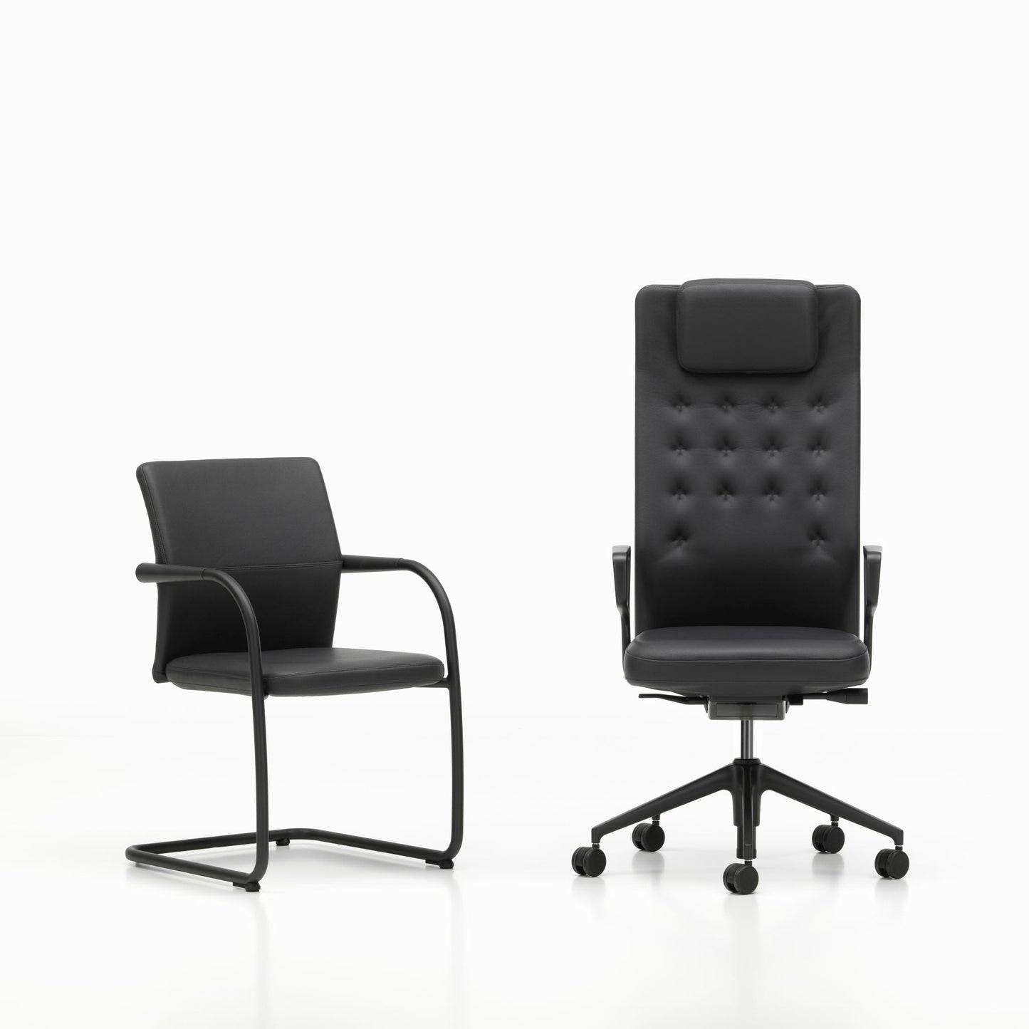 Vitra ID Trim L Bürostuhl hohe Rückenlehne mit Kopfstütze Bezug Plano