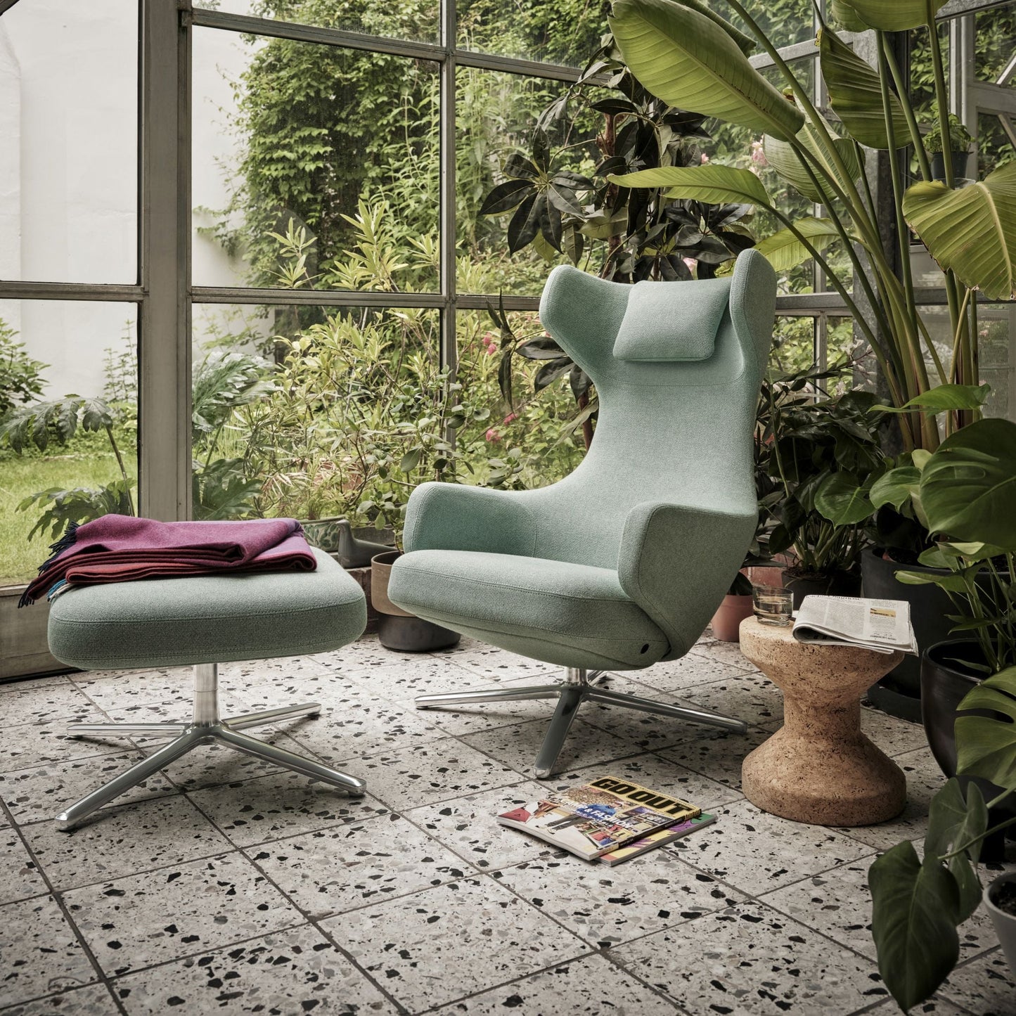 Vitra Repos Ottoman Hocker einzeln mit Viersternfuß