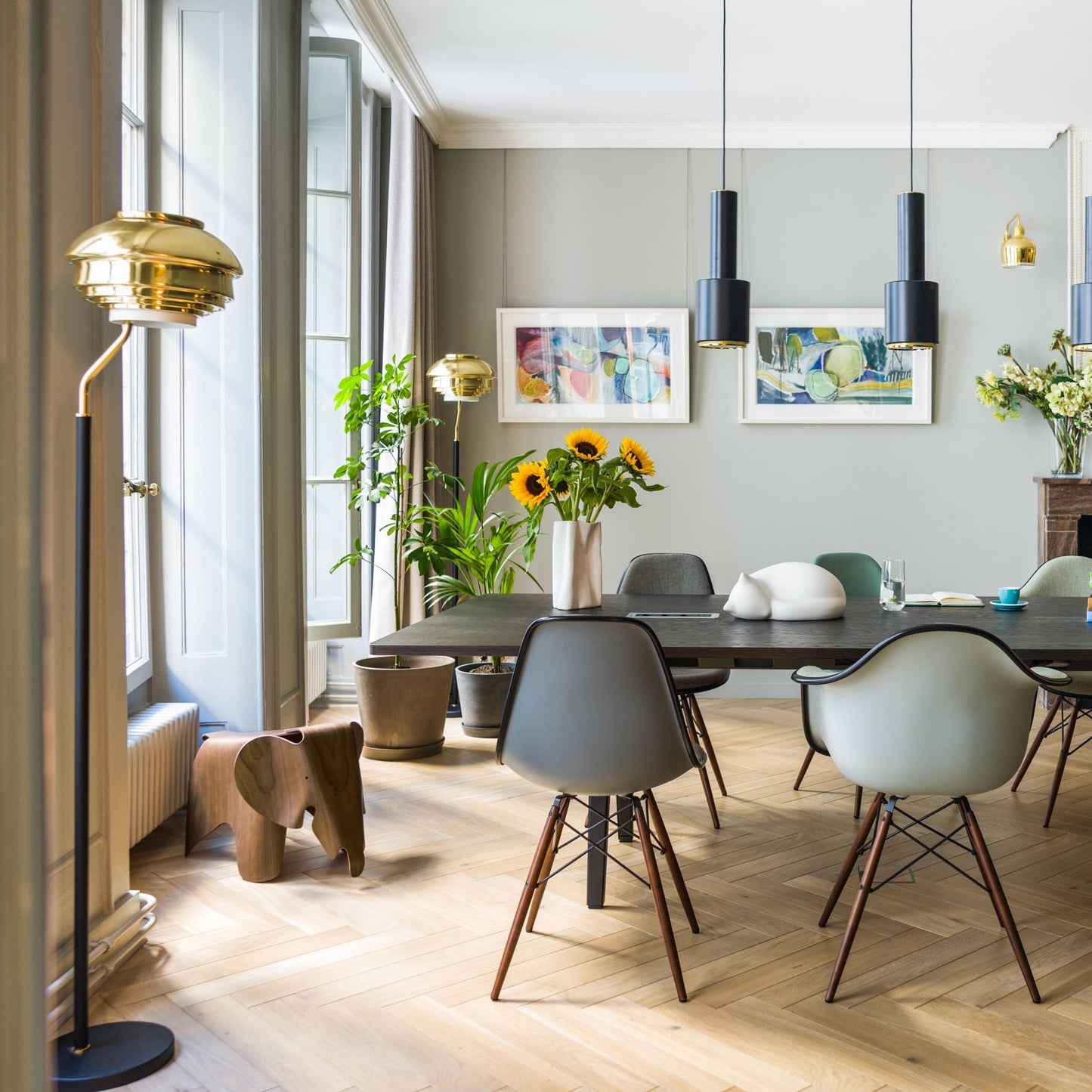 Eames Elephant Plywood Echtholz Hocker Sitzobjekt Nussbaum / Kastanie