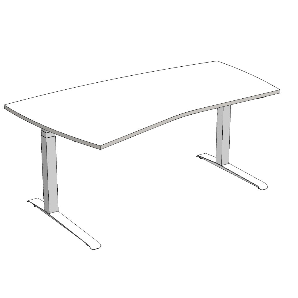 fm Schreibtisch Modell fm62, Mediaform Sitz-Stehtisch Flachkufe mit Quadratrohr