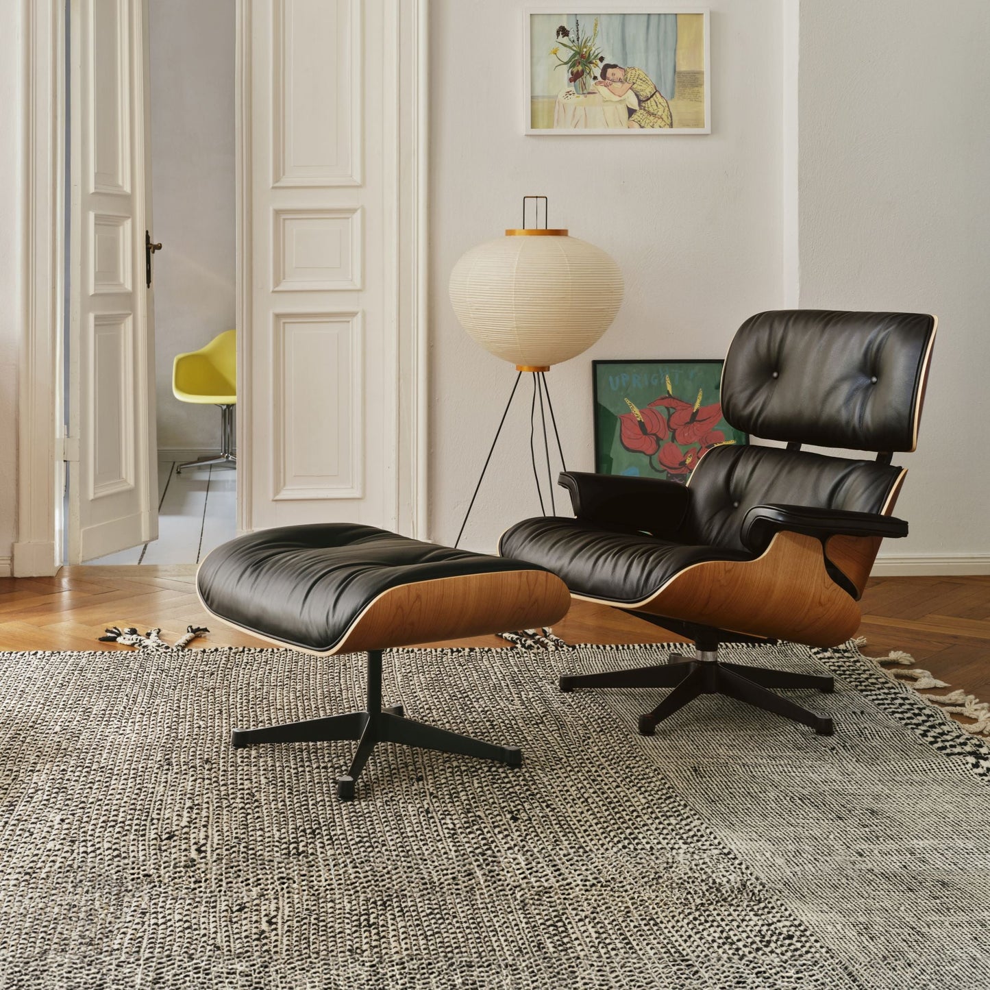 Vitra Eames Ottoman für Lounge Chair Hocker einzeln Stoff / Leder & Furnier