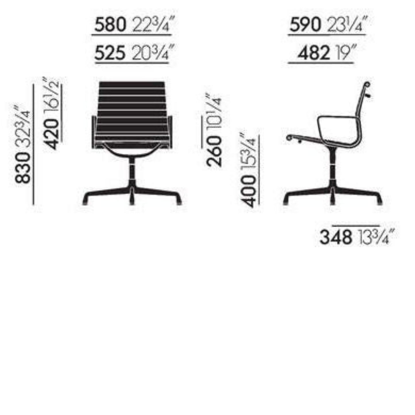 Vitra Aluminium Chair EA 108, Besucherstuhl mit drehbarem 4-Sternfuss