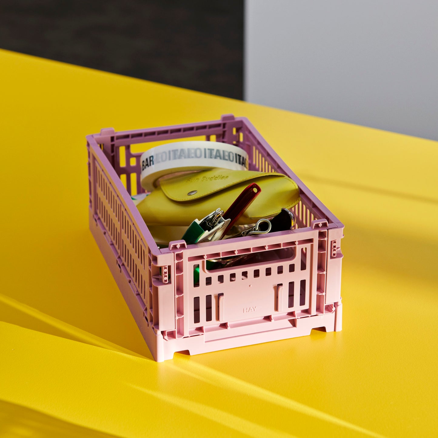 HAY Color Crate Korb Klapp-Box S small Kunststoff recycelt powder rosa