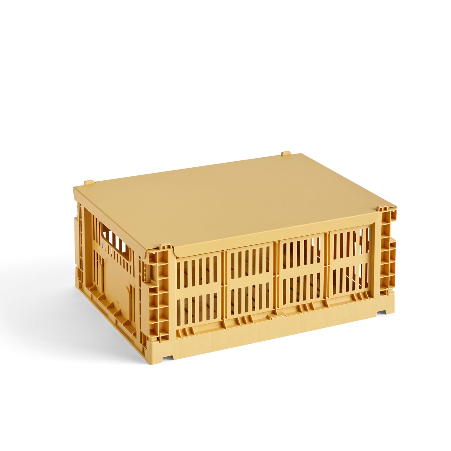HAY Color Crate Korb Klapp-Box M medium Kunststoff recycelt golden yellow gold gelb