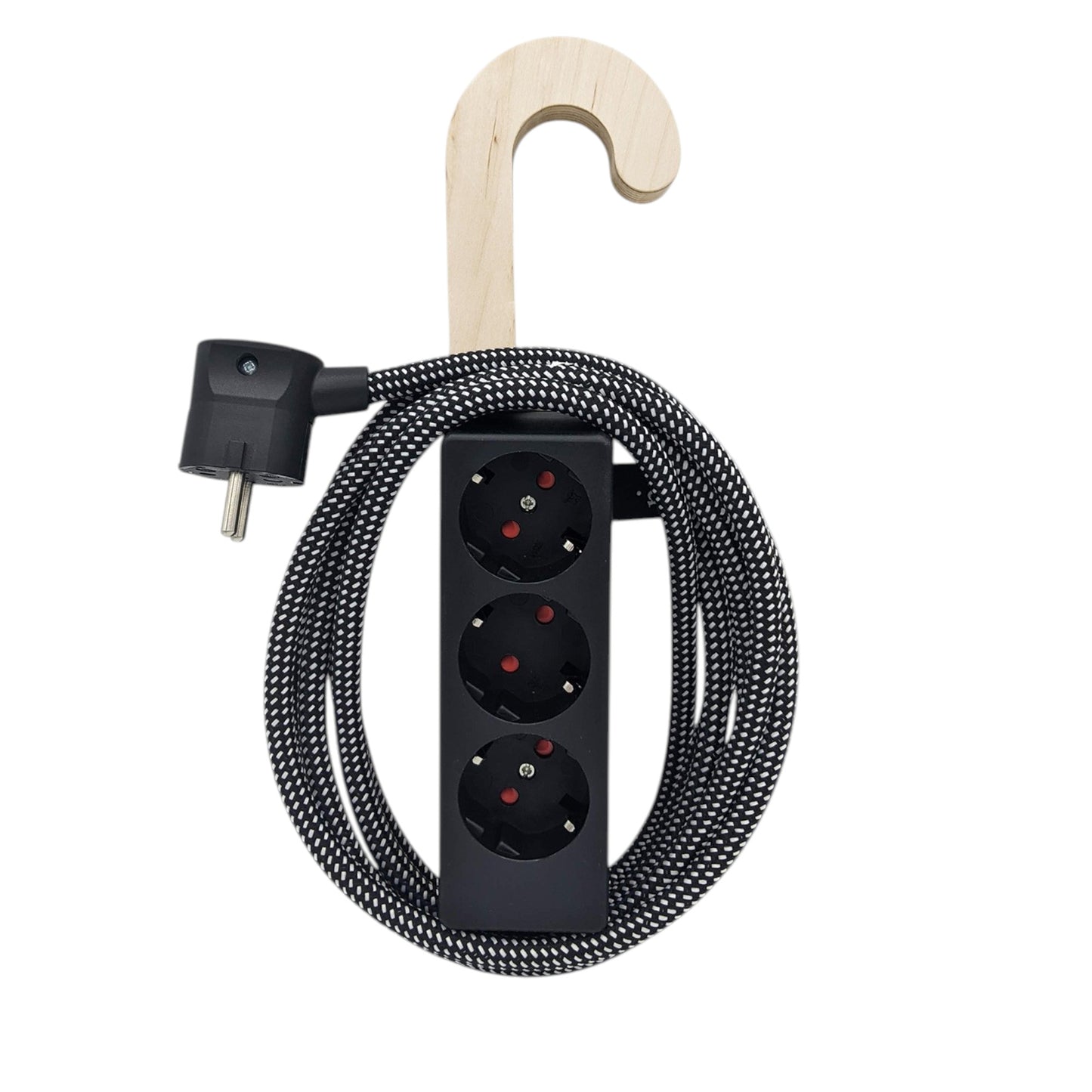Njustudio Stromer Mini HOOK magnetische Steckerleiste schwarz mit Haken