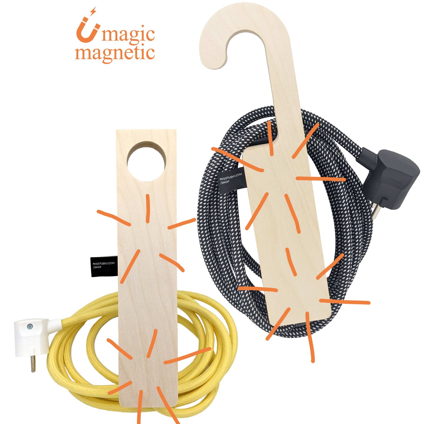 Njustudio Stromer Mini HOOK magnetische Steckerleiste weiß mit Haken