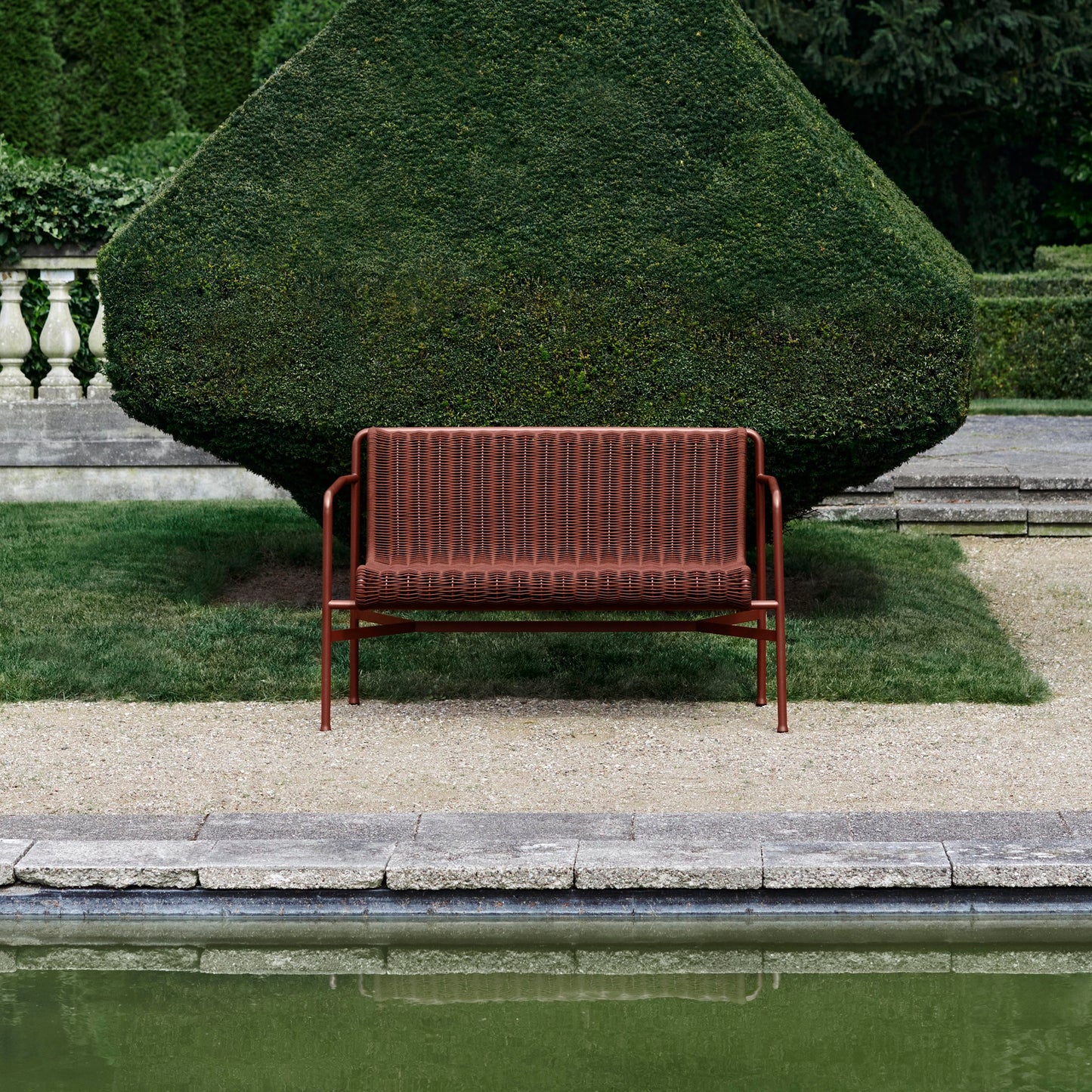 HAY Palissade Cord Dining Bench Outdoor-Bank mit Armlehnen