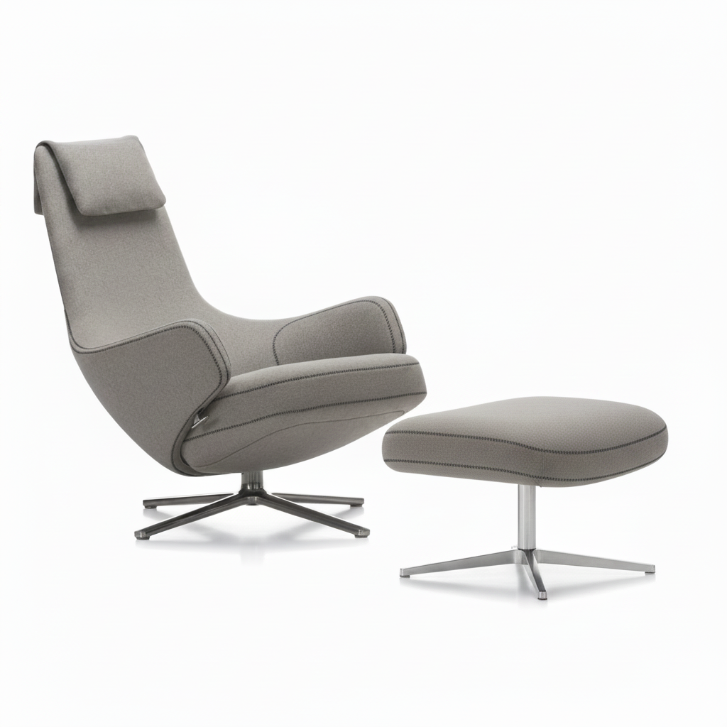 Vitra Repos Loungesessel drehbar mit Ottoman hoher Sessel & Hocker