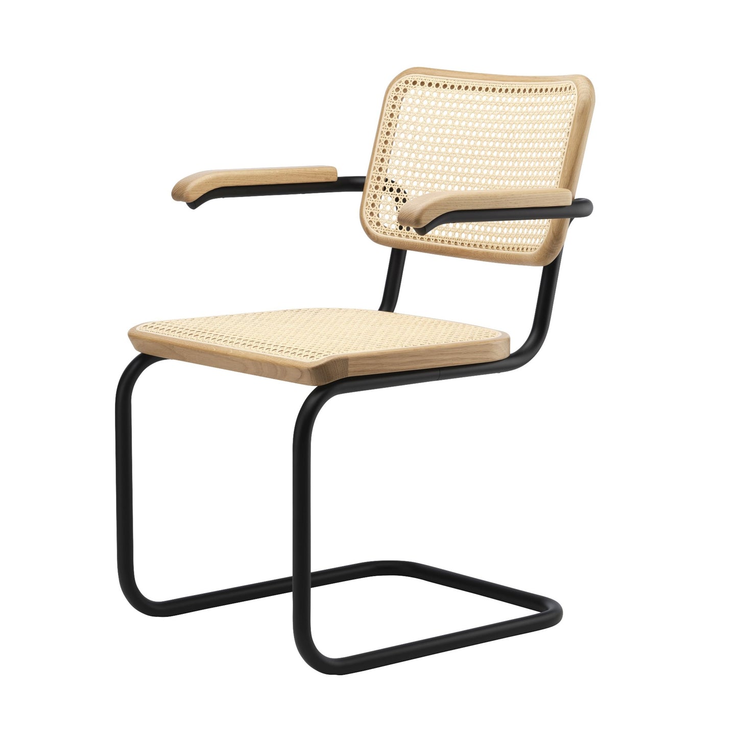 Thonet S 64 V Freischwinger Stuhl mit Armlehnen Sitz & Rücken Rohrgeflecht