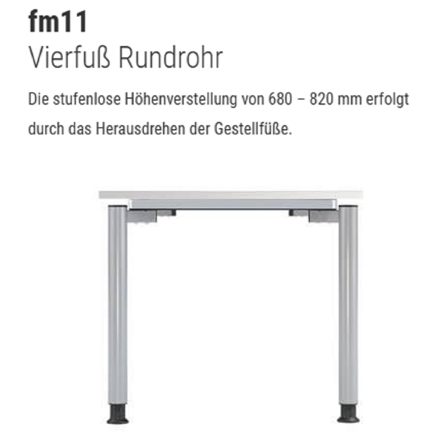fm Schreibtisch Modell fm11 / Rechteckform Vierfuß Rundrohr