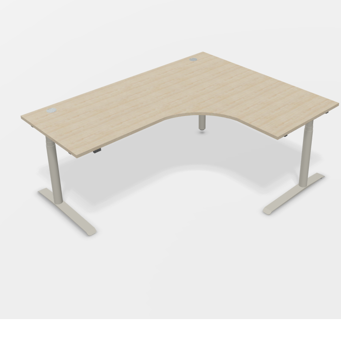 fm Schreibtisch Cockpitform Modell fm61, Sitz-Stehtisch Flachkufe mit Rundrohr