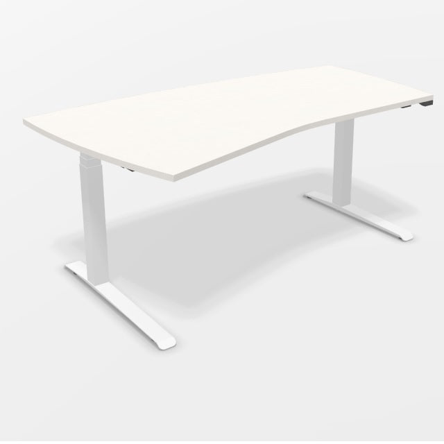 fm Schreibtisch Modell fm62, Mediaform Sitz-Stehtisch Flachkufe mit Quadratrohr