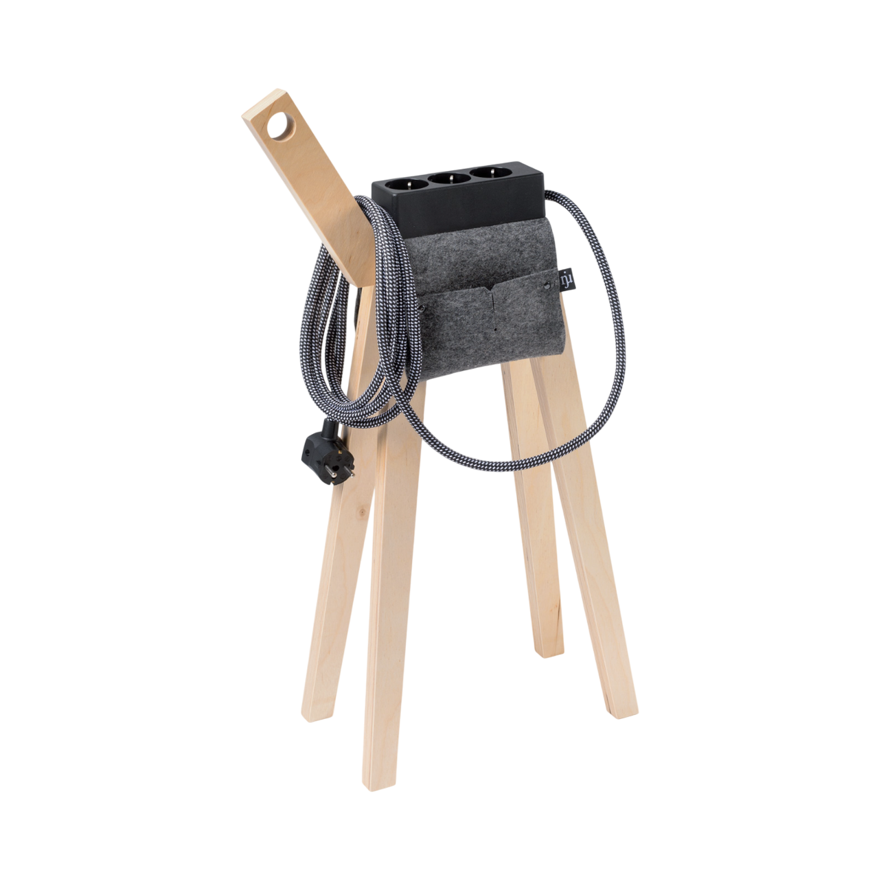 Njustudio Stromer 3fach Steckdose schwarz Strommöbel mit Satteltasche
