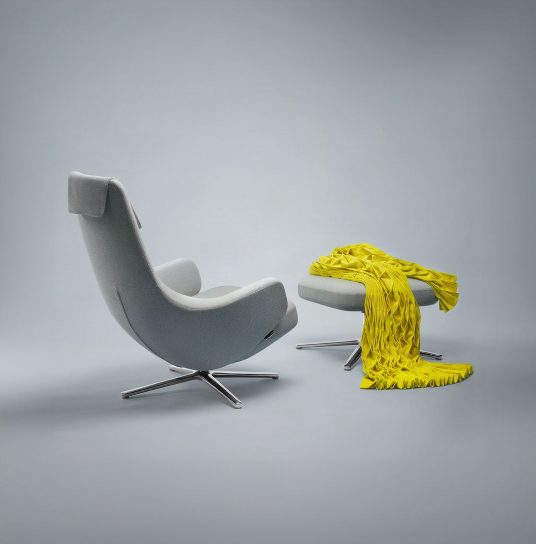 Vitra Repos Loungesessel drehbar mit Ottoman hoher Sessel & Hocker