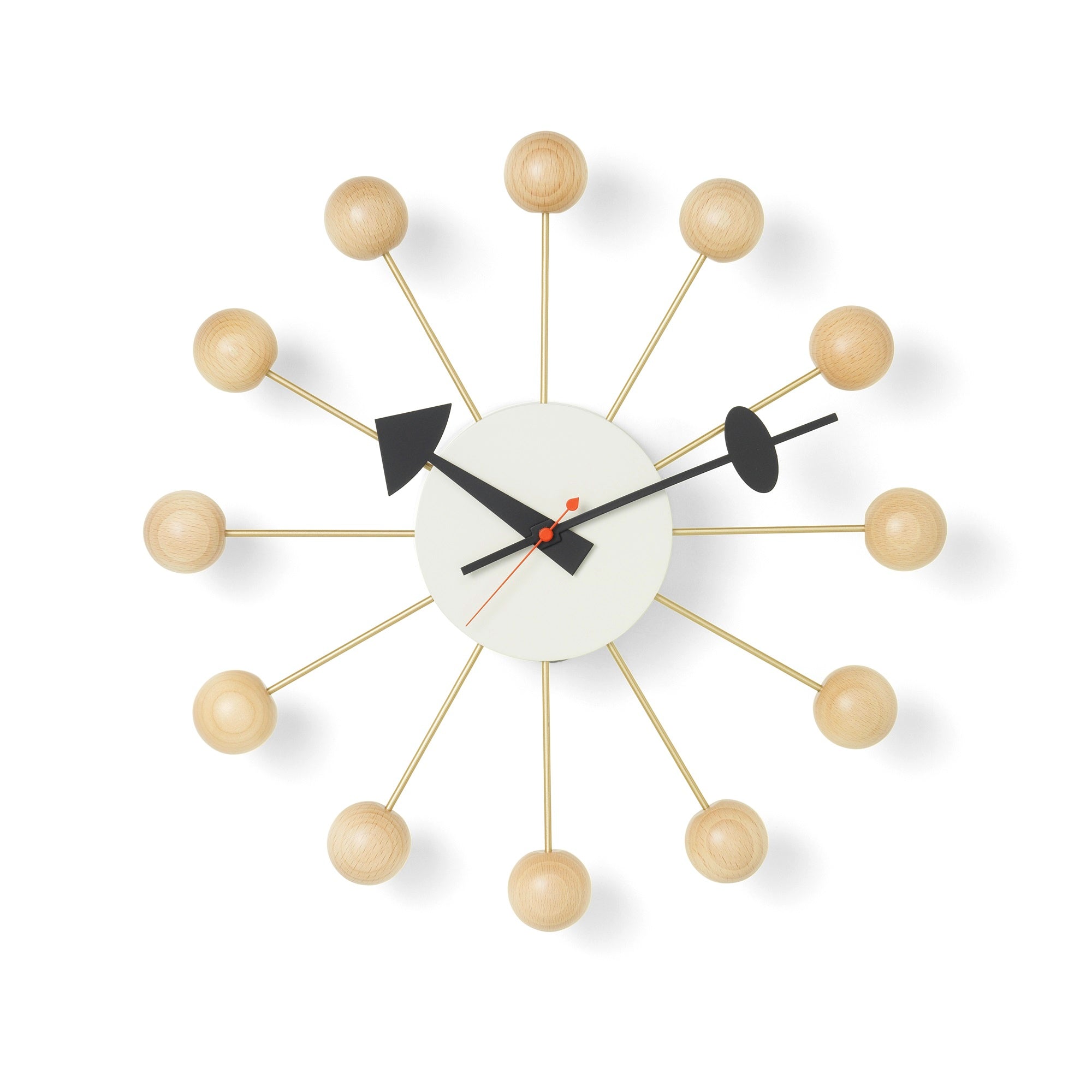 Vitra Ball Clock Uhr natur Buchenholz mit Sekundenzeiger