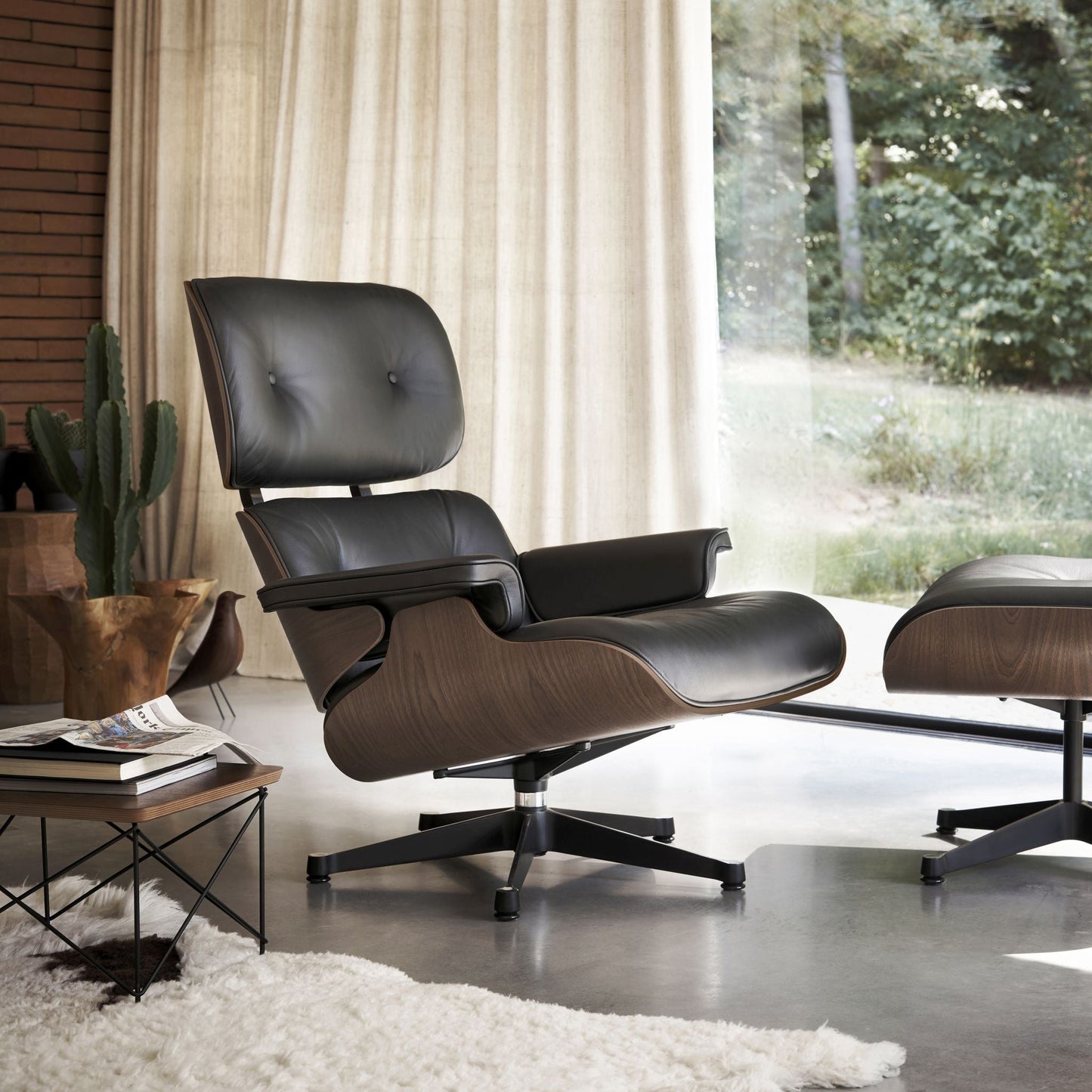 Vitra Eames Lounge Chair Relax-Sessel einzeln Stoff / Leder & Furnier