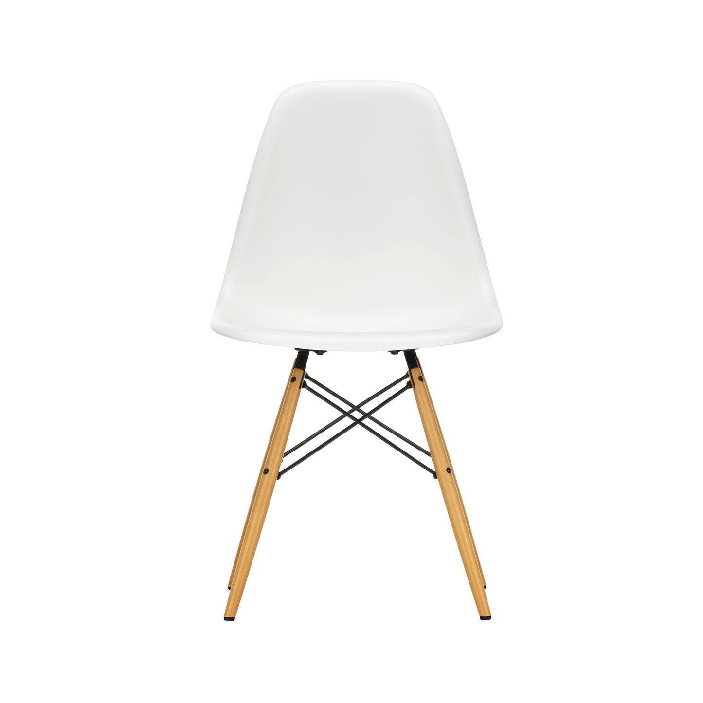 Vitra Eames Plastic Side Chair DSW Stuhl weiß, Gestell: Ahorn gelblich