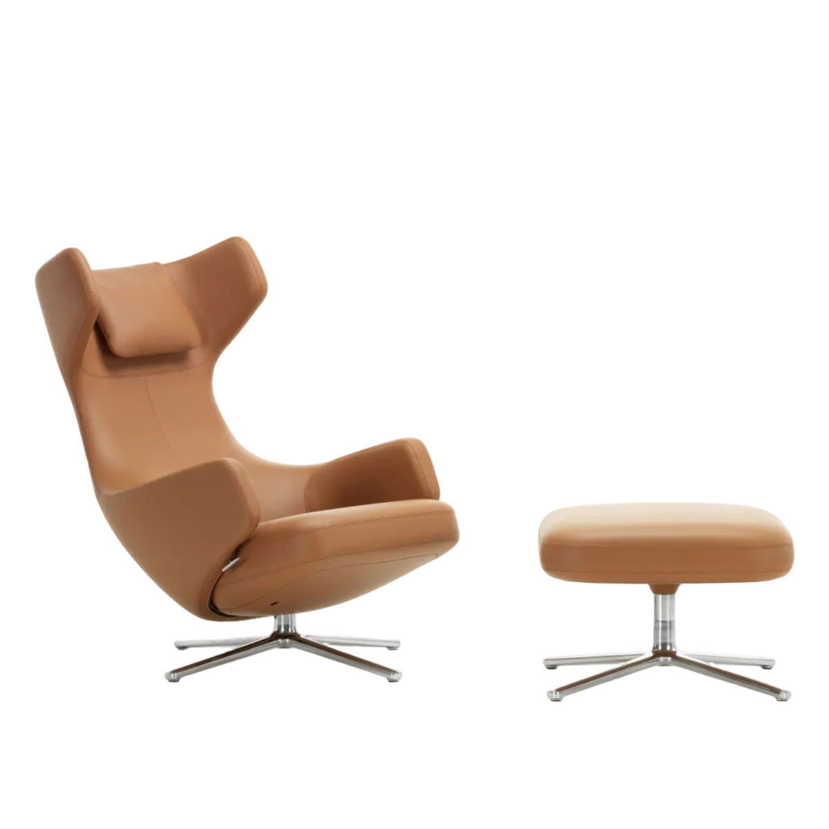 Vitra Grand Repos Loungesessel drehbar mit Ottoman Ohrensessel & Hocker