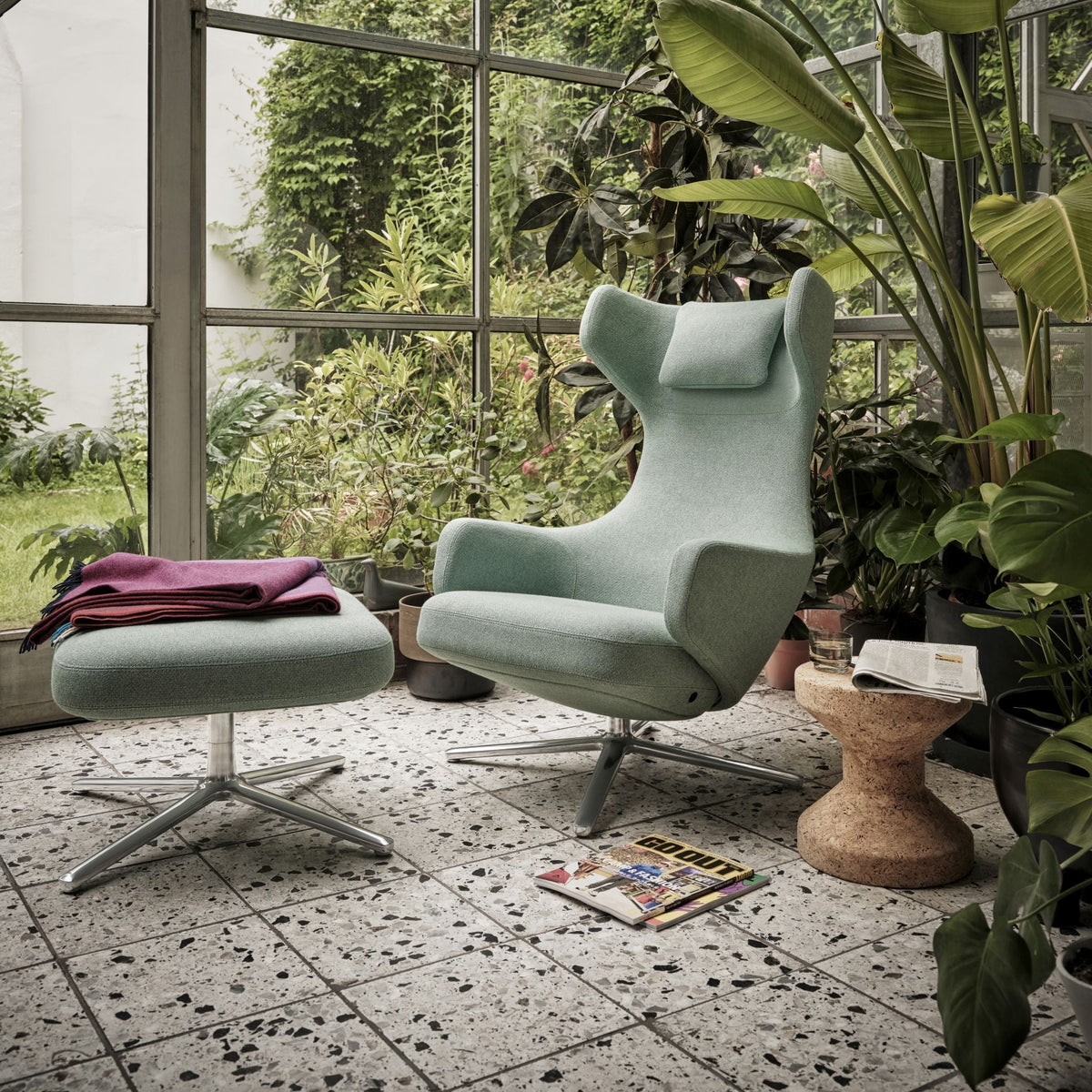 Vitra Repos Ottoman Hocker einzeln mit Viersternfuß
