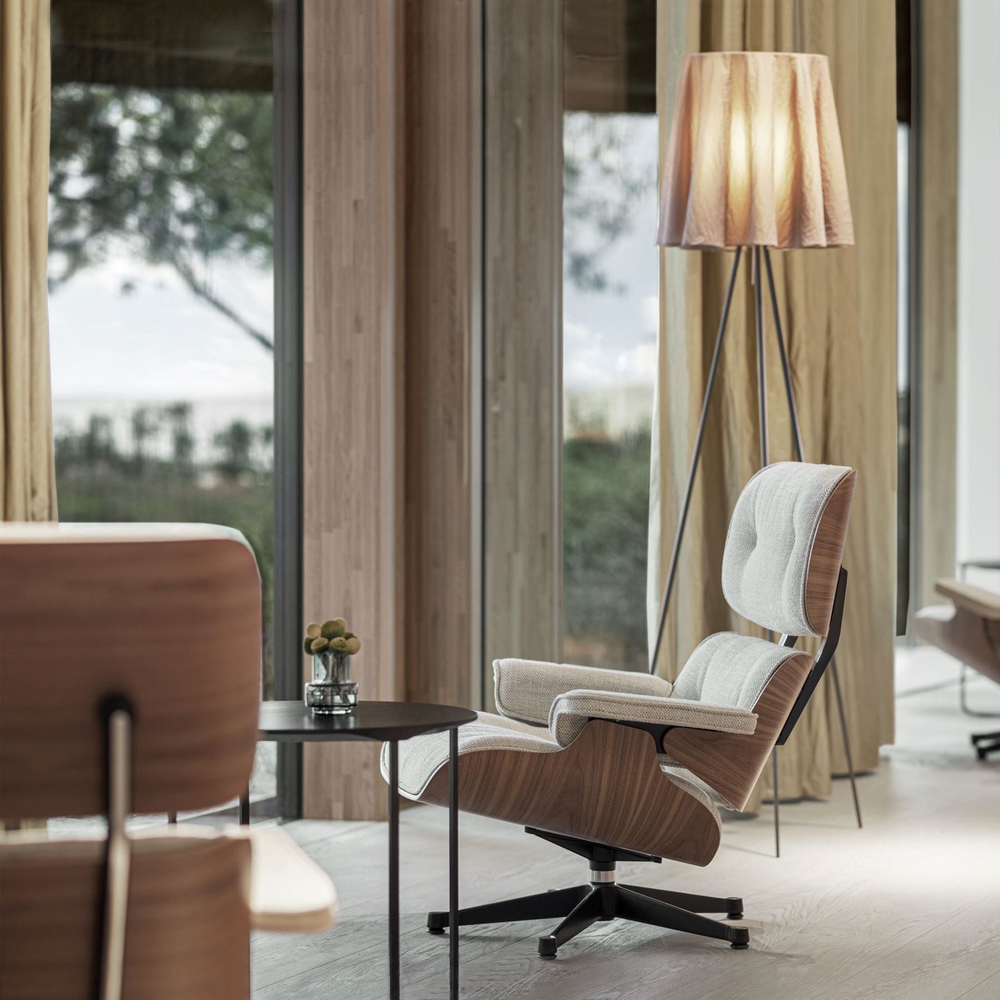 Vitra Eames Lounge Chair Relax-Sessel einzeln Stoff / Leder & Furnier