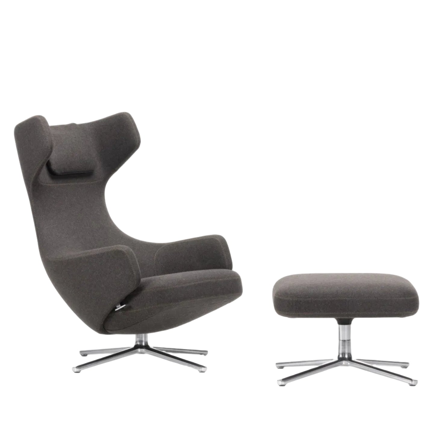 Vitra Grand Repos Loungesessel drehbar mit Ottoman Ohrensessel & Hocker