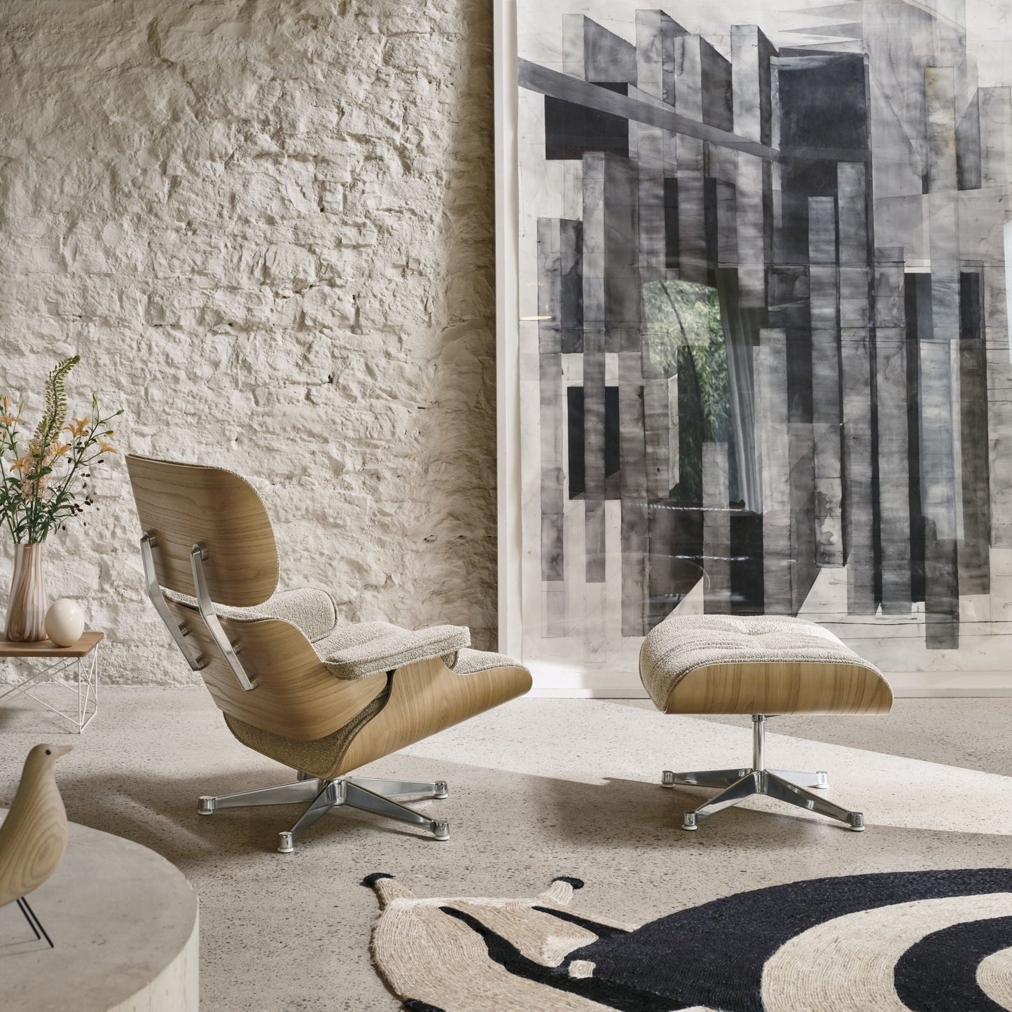 Vitra Eames Lounge Chair & Ottoman Relax-Sessel mit Hocker Stoff / Leder