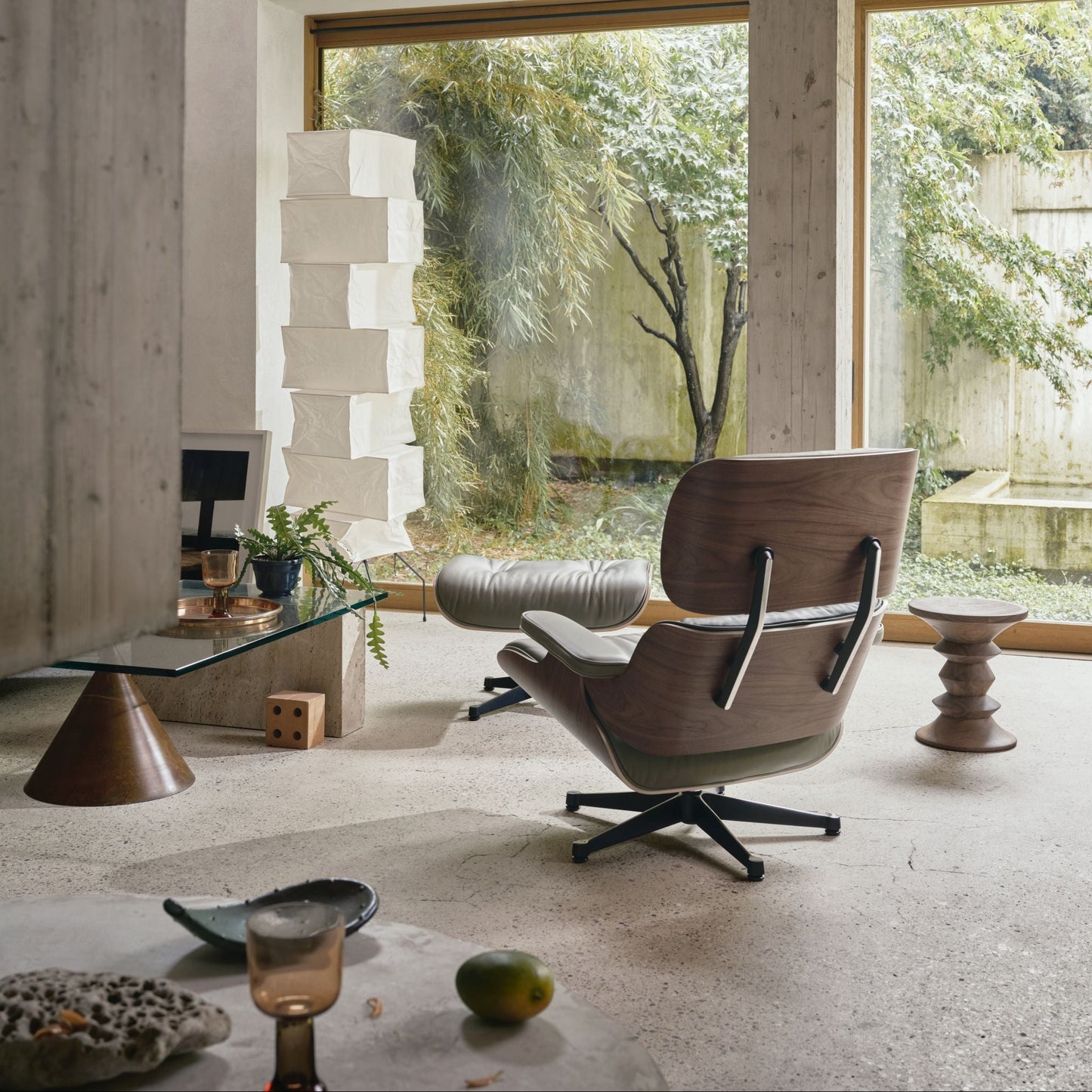 Vitra Eames Lounge Chair Relax-Sessel einzeln Stoff / Leder & Furnier