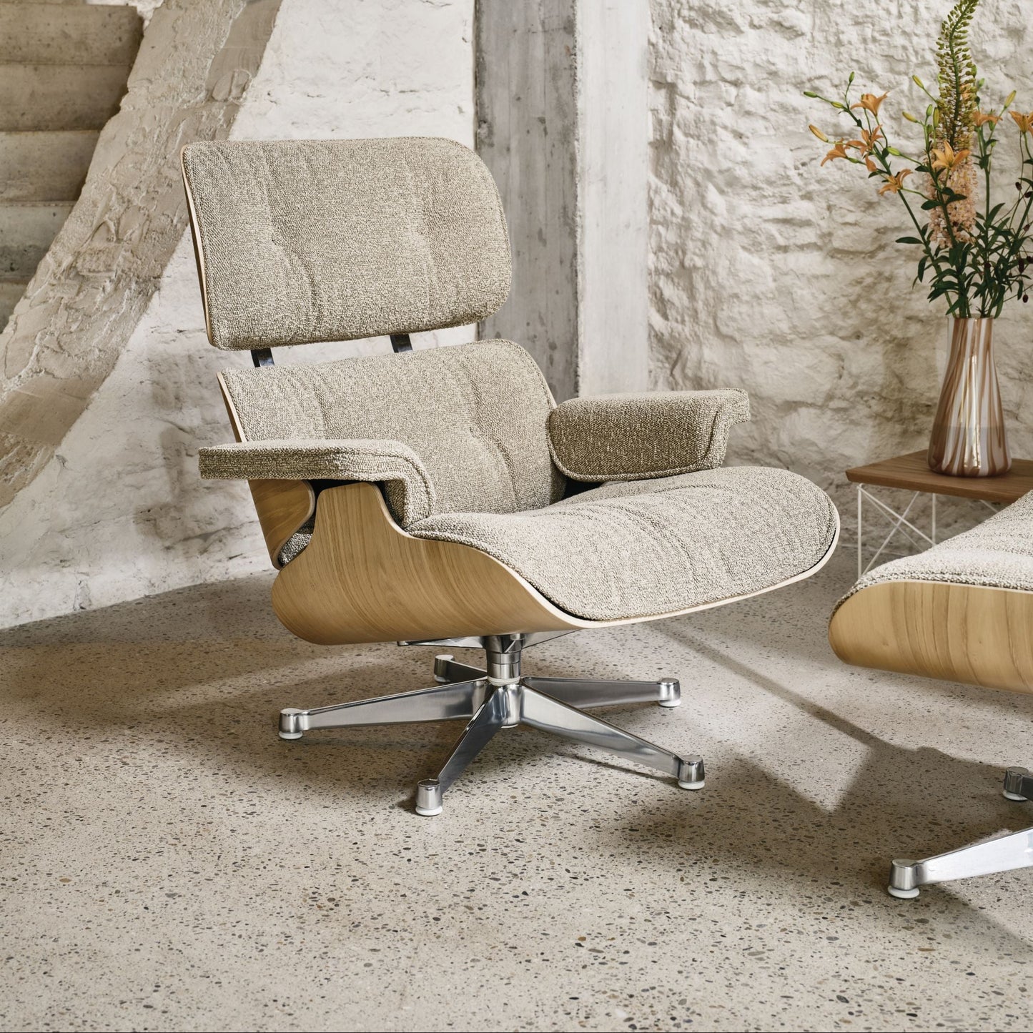 Vitra Eames Lounge Chair & Ottoman Relax-Sessel mit Hocker Stoff / Leder