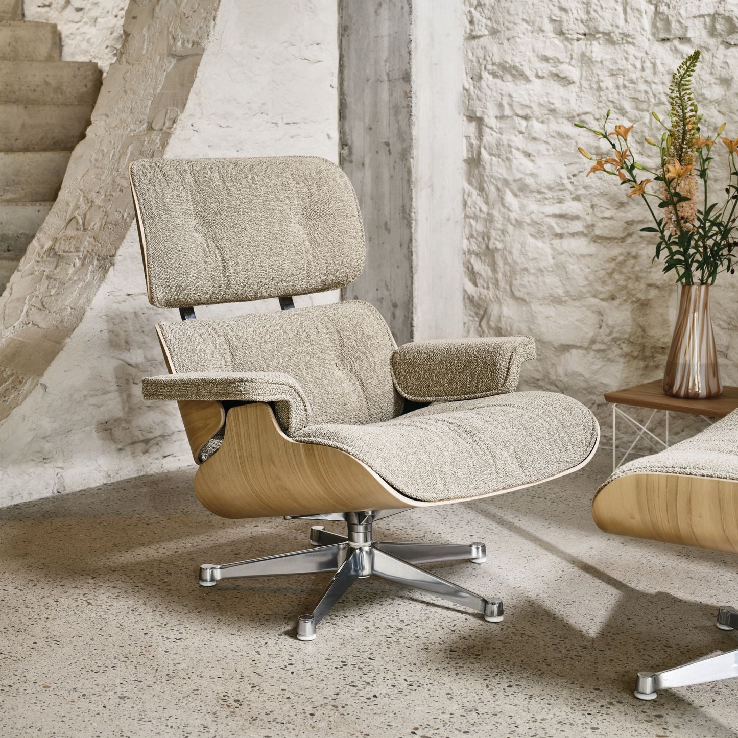 Vitra Eames Lounge Chair Relax-Sessel einzeln Stoff / Leder & Furnier