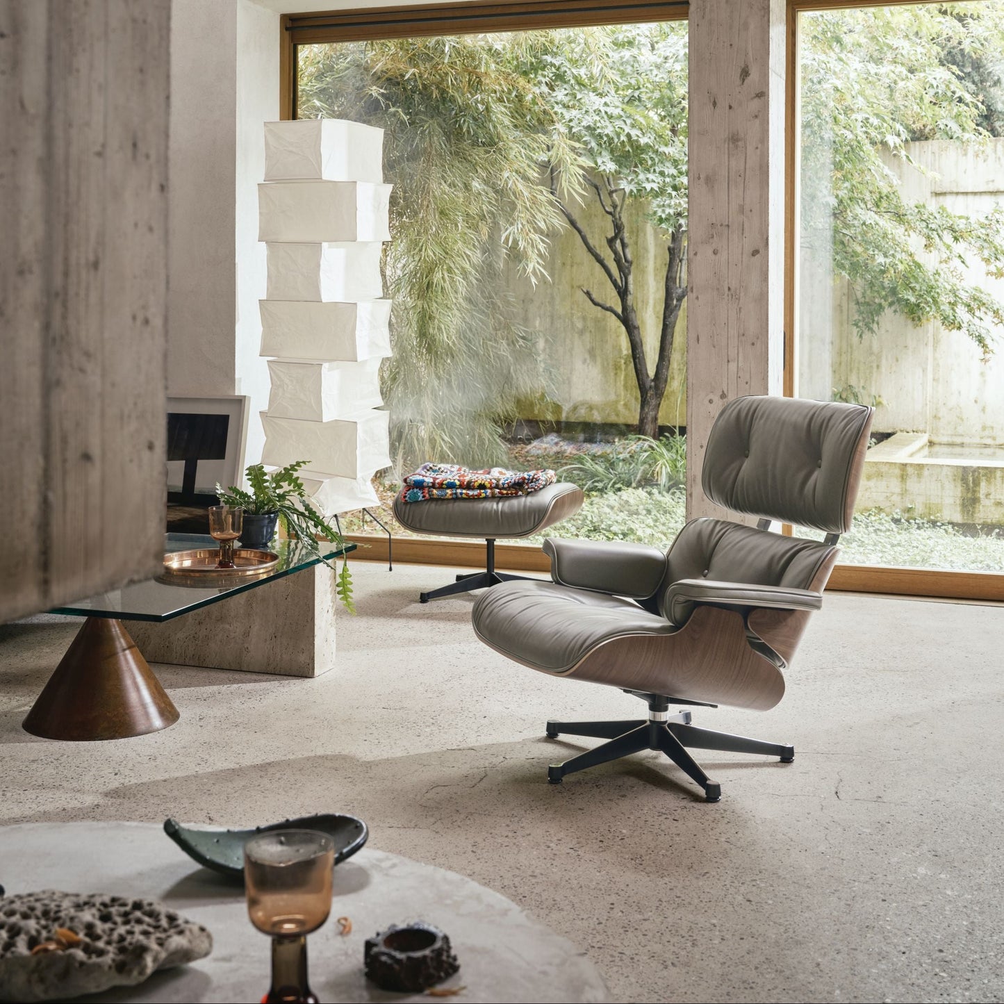 Vitra Eames Lounge Chair Relax-Sessel einzeln Stoff / Leder & Furnier