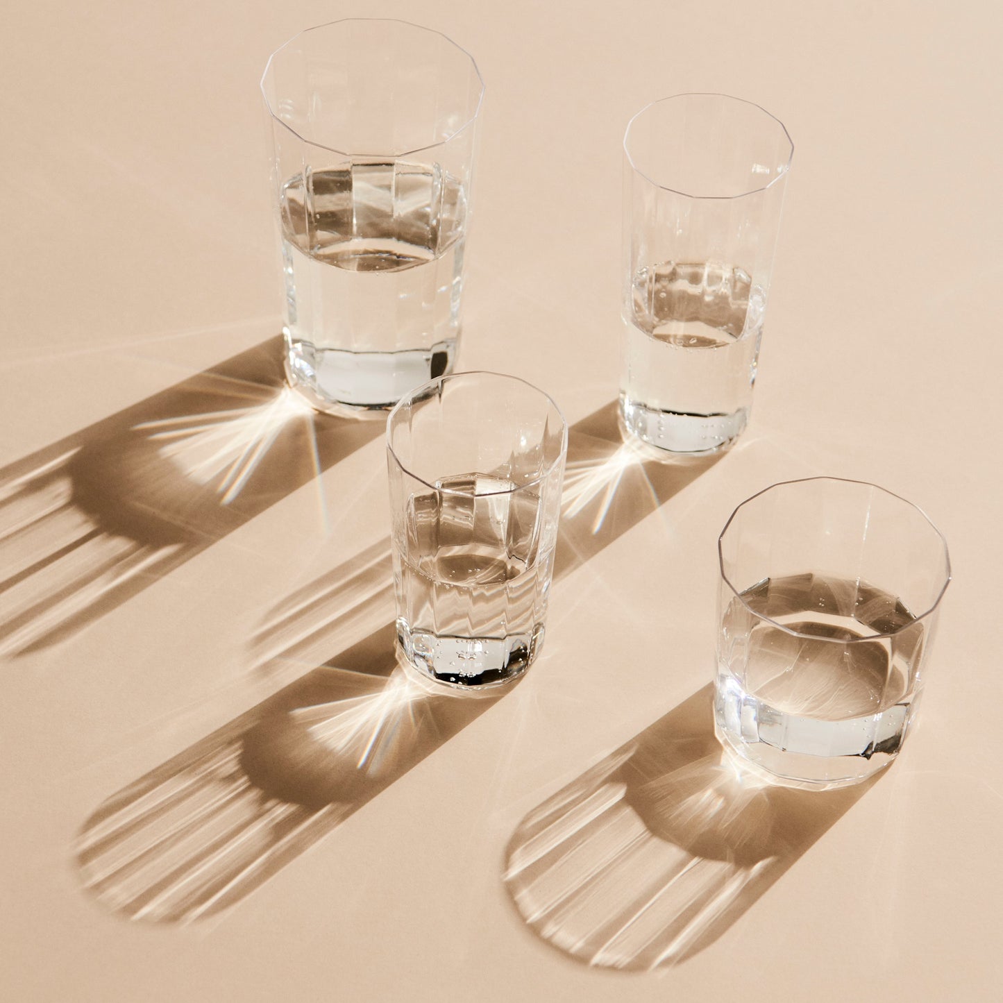 HAY Angle Glas clear Trinkglas M medium facettiert (4er-Set)