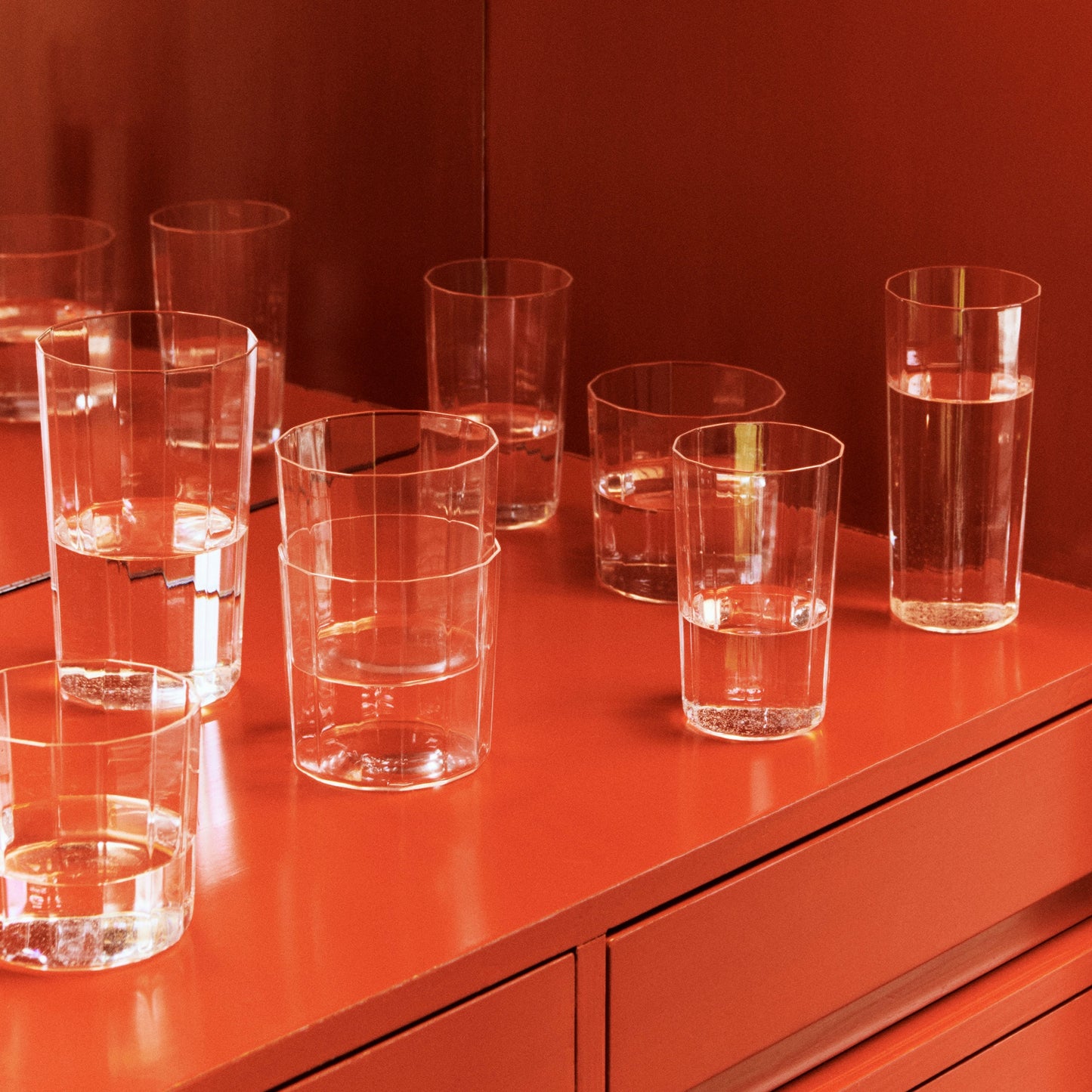 HAY Angle Glas clear Trinkglas M medium facettiert (4er-Set)