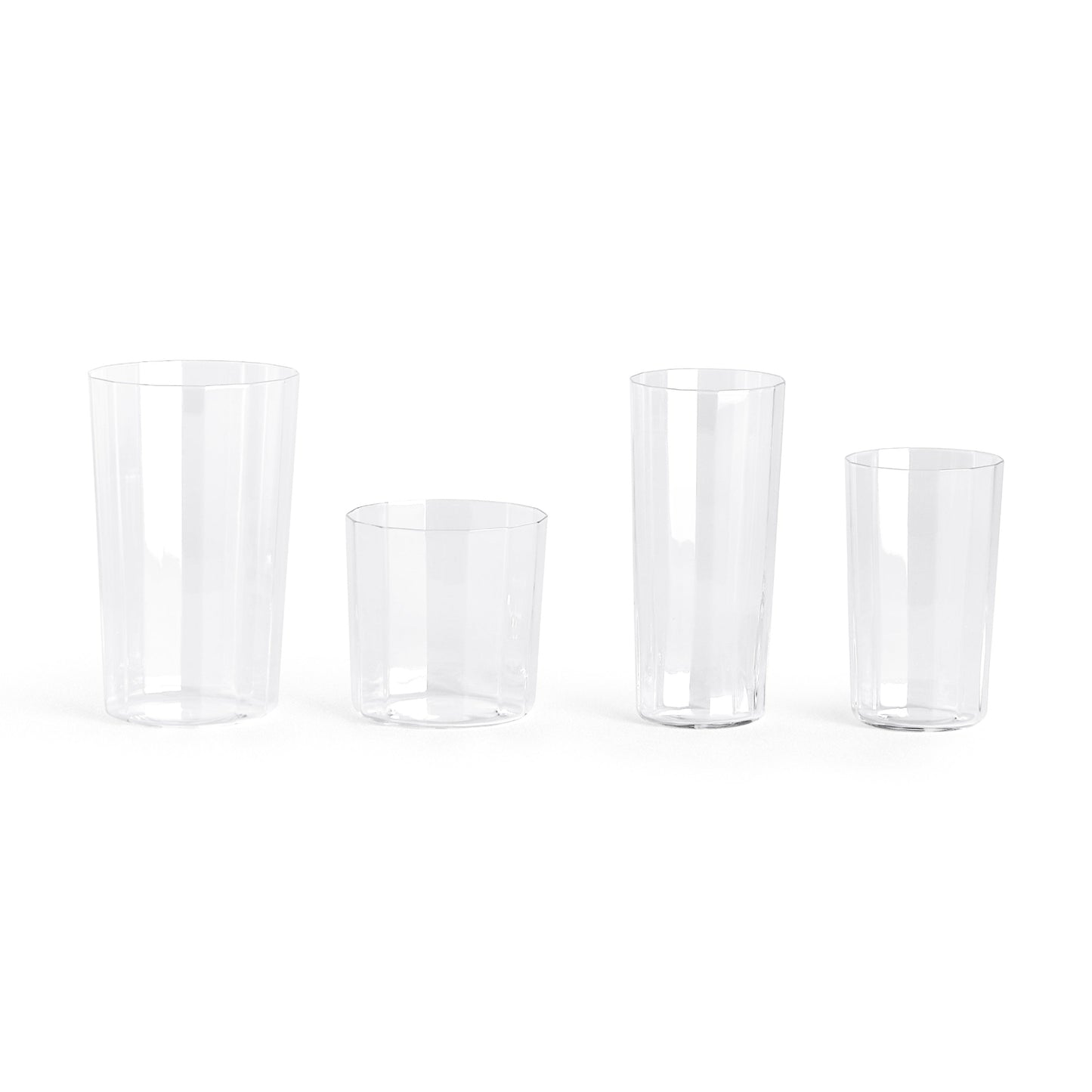 HAY Angle Glas clear Trinkglas M medium facettiert (4er-Set)