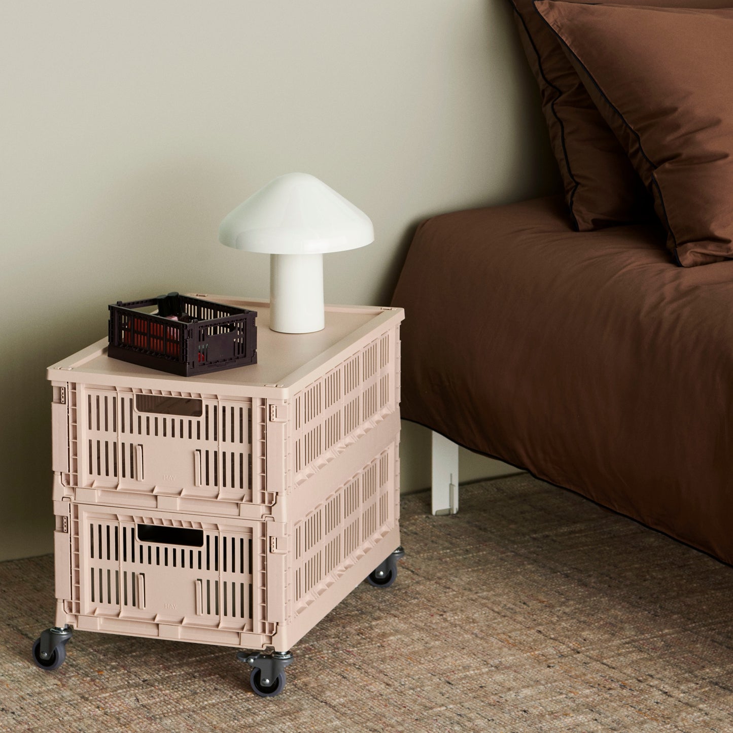 HAY Color Crate Wheels - Rollen (4er Set) gebremst für Klapp-Box M medium