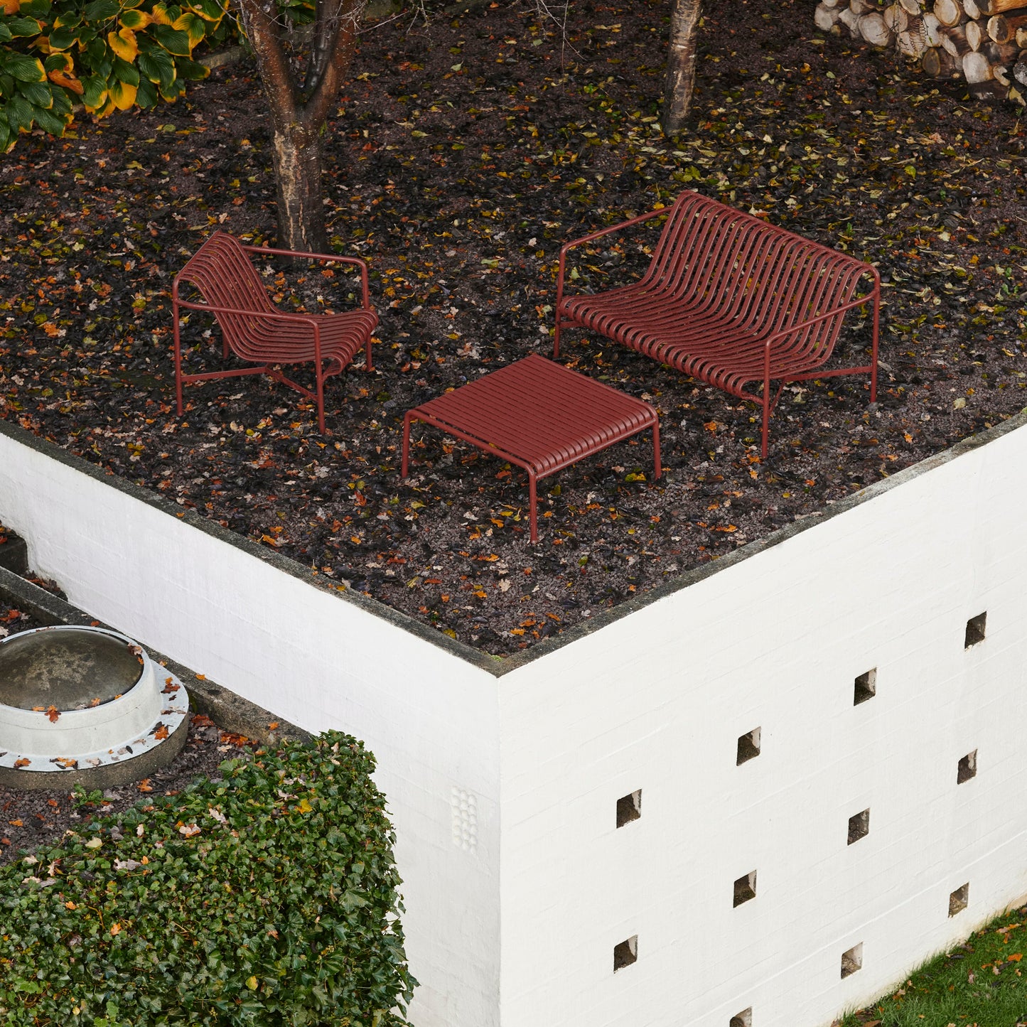 HAY Palissade Low Table Outdoor-Tisch niedrig Stahl 86 x 81 x H 38 cm