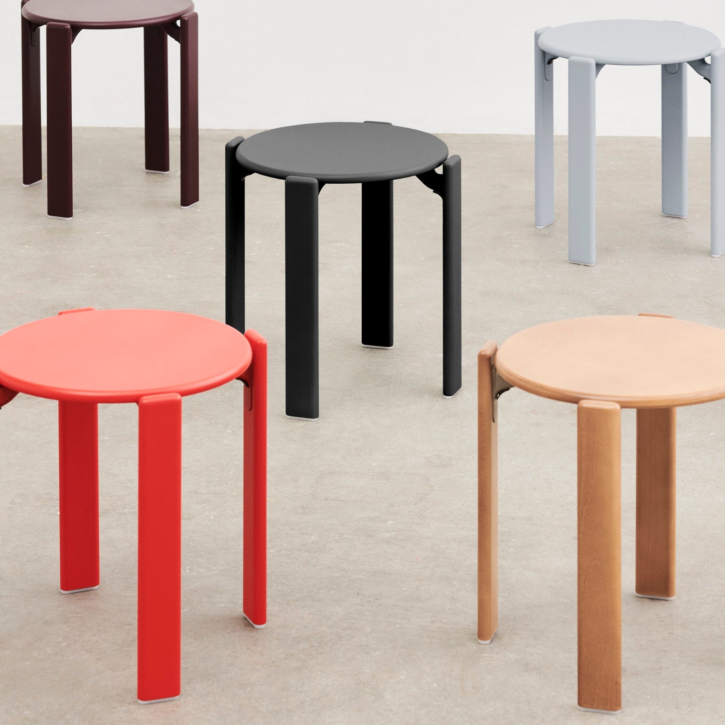 HAY Rey Stool Hocker Buche stapelbar wasserbasiert lackiert
