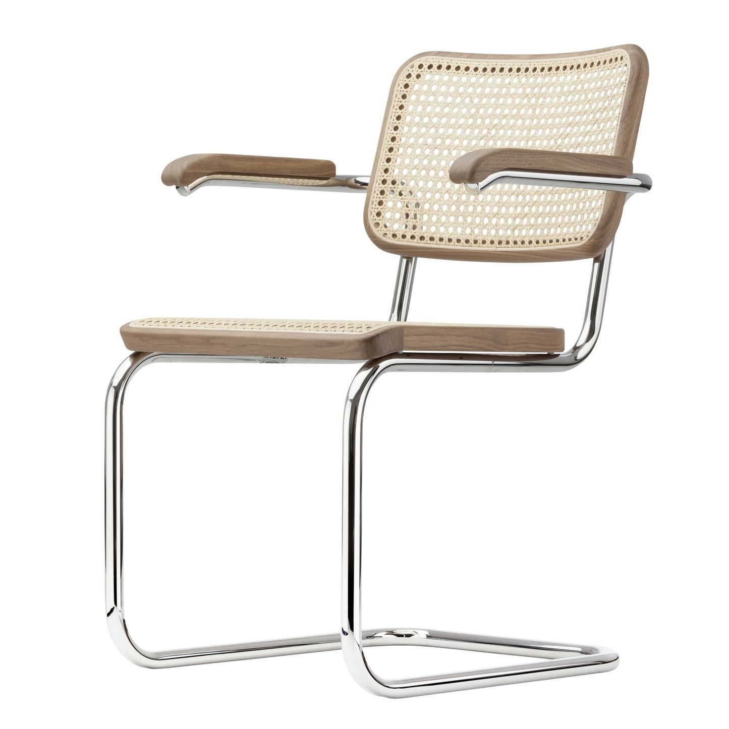 Thonet S 64 V Freischwinger Stuhl mit Armlehnen Sitz & Rücken Rohrgeflecht
