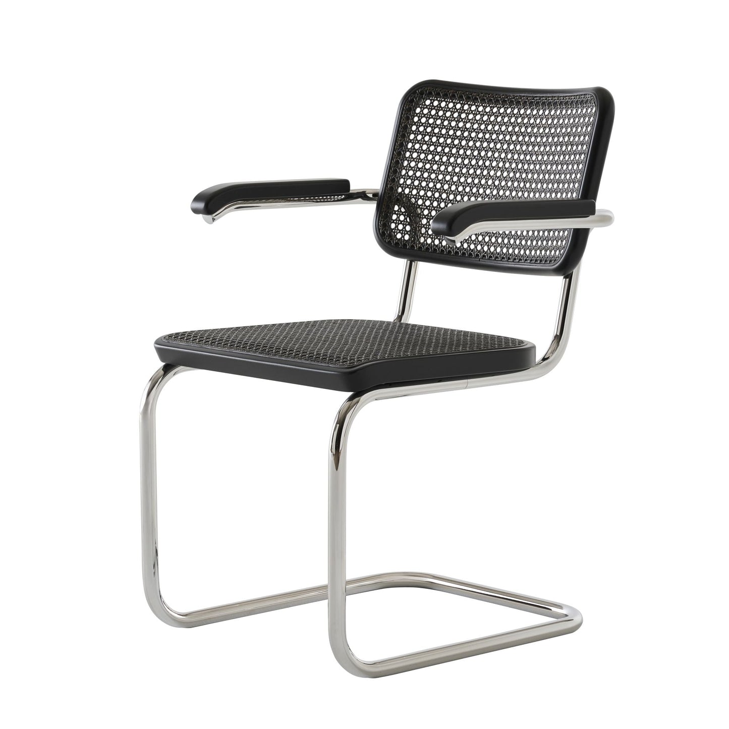 Thonet S 64 V Freischwinger Stuhl mit Armlehnen Sitz & Rücken Rohrgeflecht