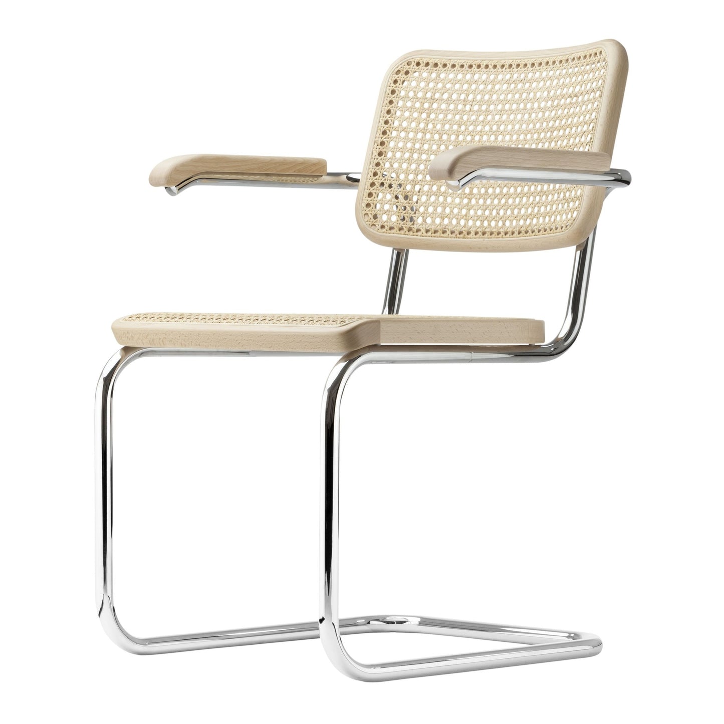 Thonet S 64 V Freischwinger Stuhl mit Armlehnen Sitz & Rücken Rohrgeflecht