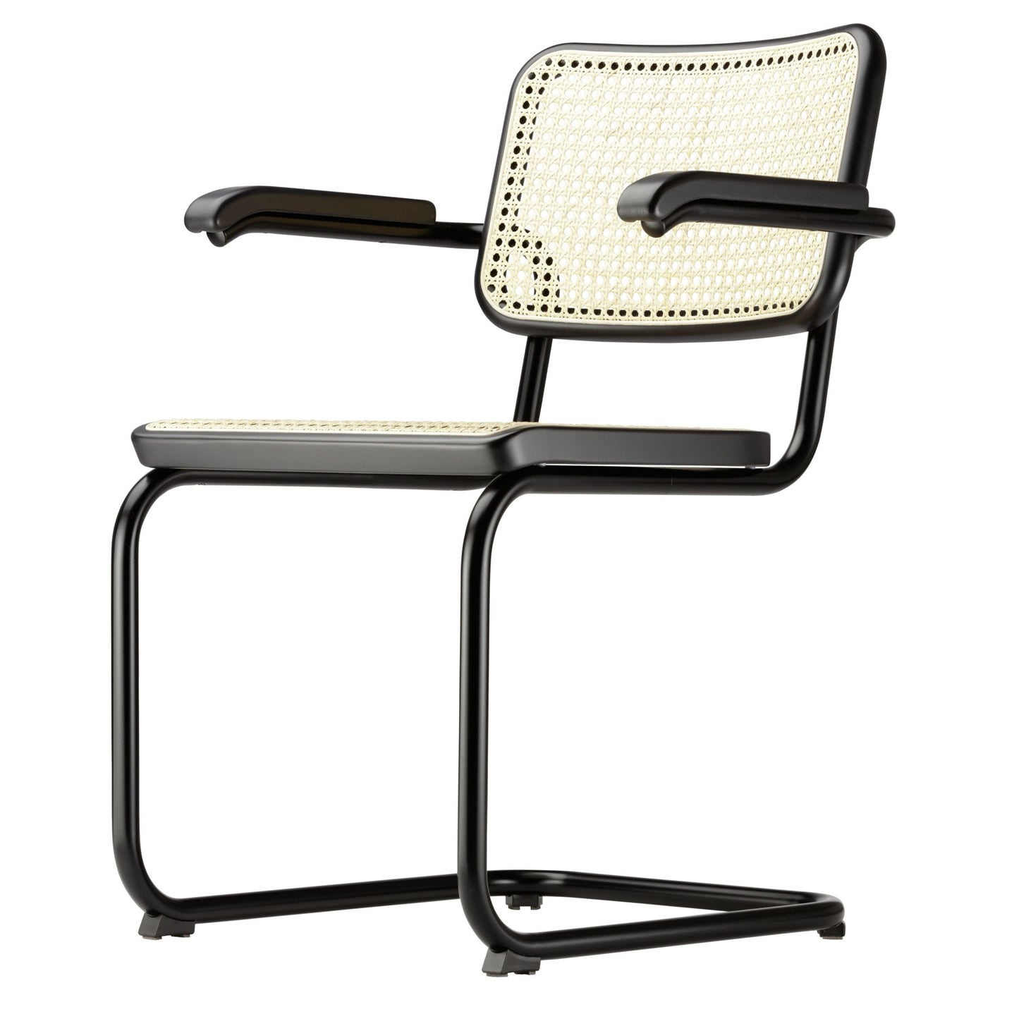 Thonet S 64 V Freischwinger Stuhl mit Armlehnen Sitz & Rücken Rohrgeflecht