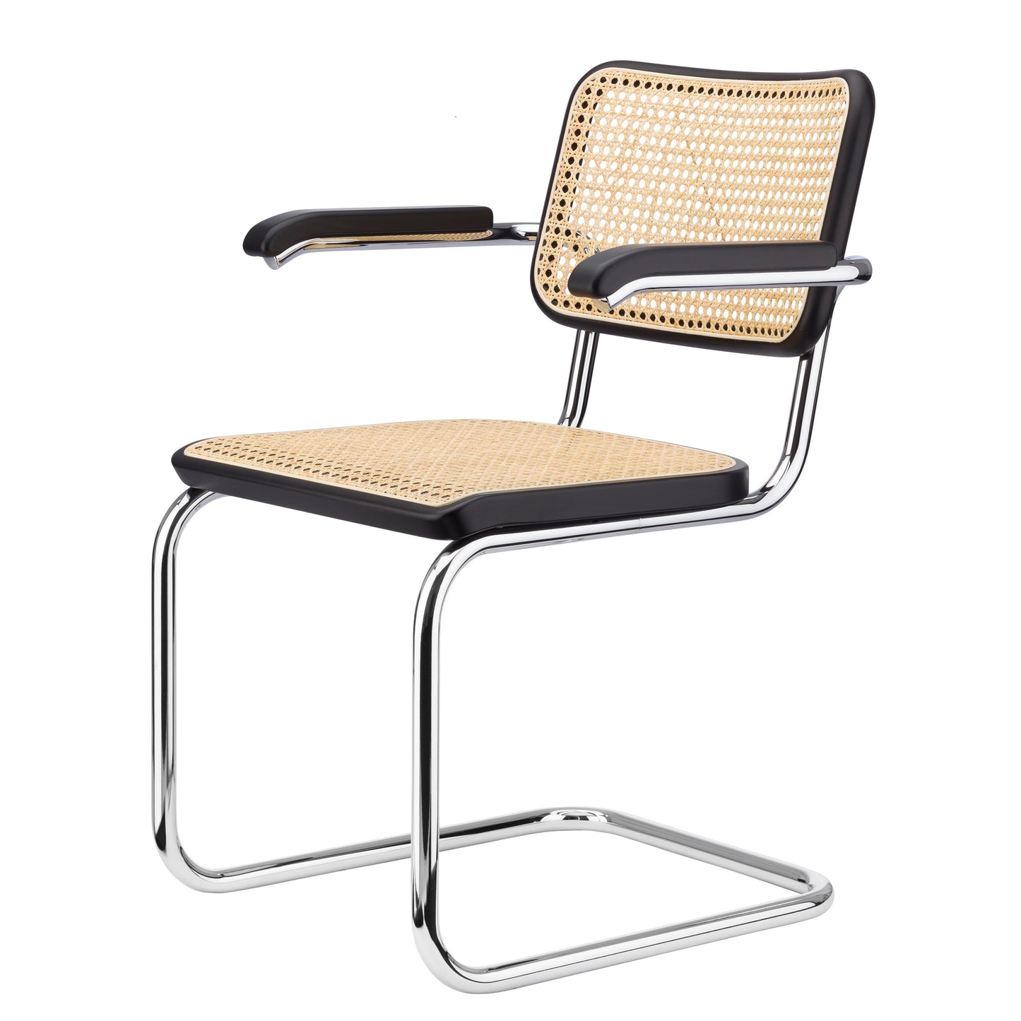 Thonet S 64 V Freischwinger Stuhl mit Armlehnen Sitz & Rücken Rohrgeflecht