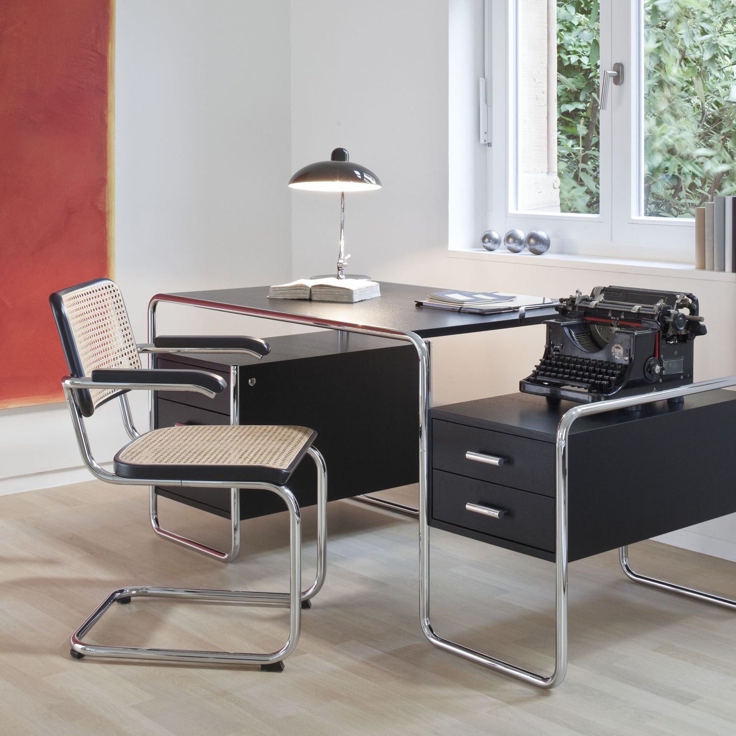 Thonet S 64 V Freischwinger Stuhl mit Armlehnen Sitz & Rücken Rohrgeflecht