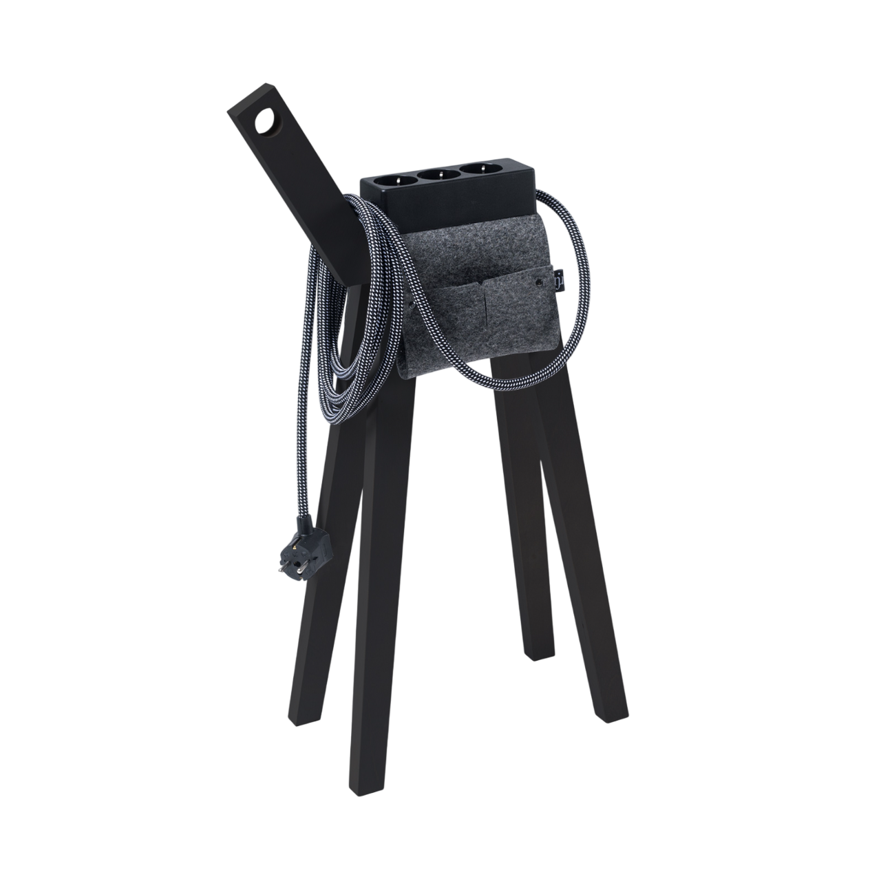 Njustudio Stromer 3fach Steckdose schwarz Strommöbel mit Satteltasche